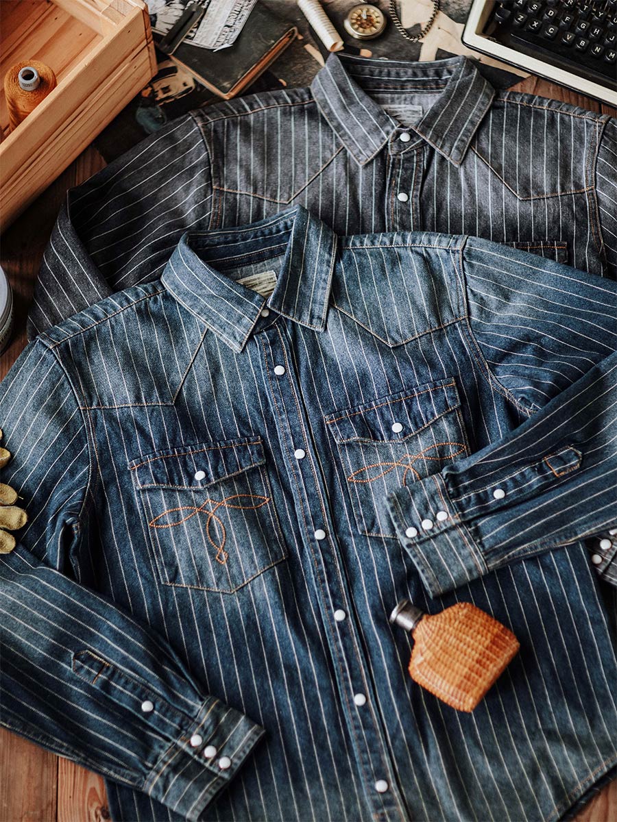 Striped Western denim shirt