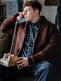 Shawl-Collar Waffle Cardigan