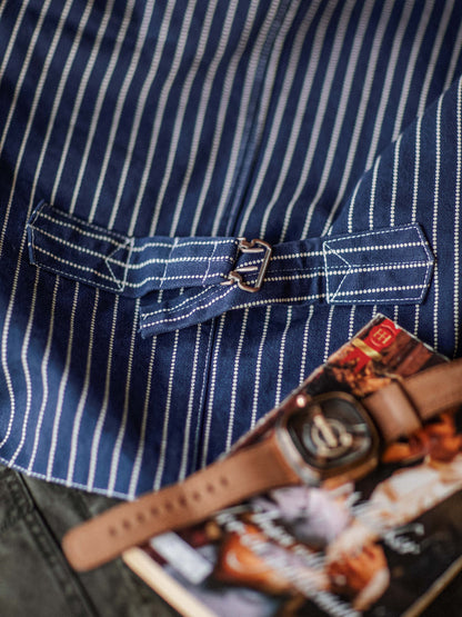 STRIPE INDIGO DENIM WORK VEST