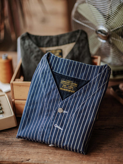 STRIPE INDIGO DENIM WORK VEST