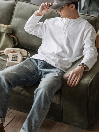 Vintage Long Sleeve Henley Shirt