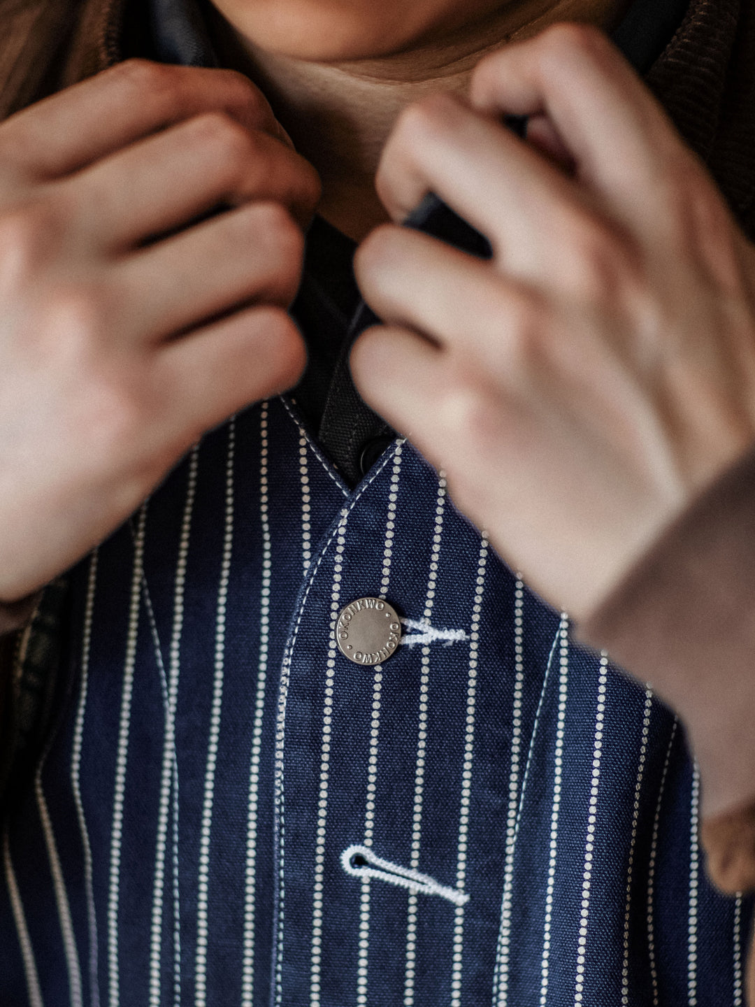 STRIPE INDIGO DENIM WORK VEST