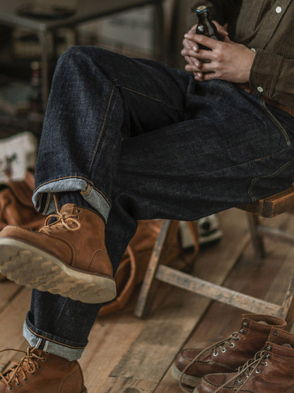 Selvedge Raw Denim Straight Jeans