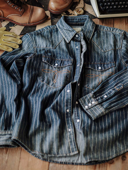 Striped Western denim shirt