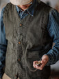 STRIPE INDIGO DENIM WORK VEST