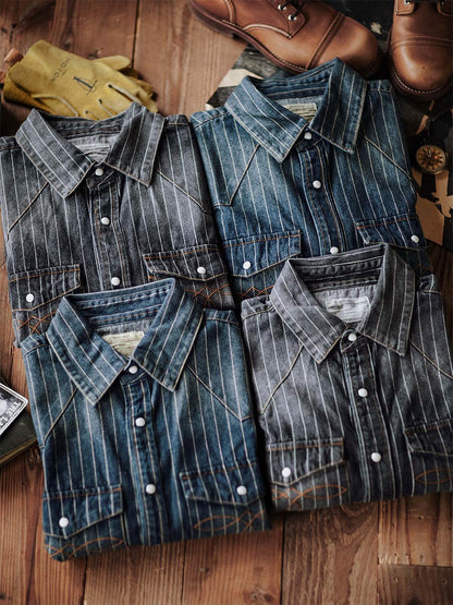 Striped Western denim shirt