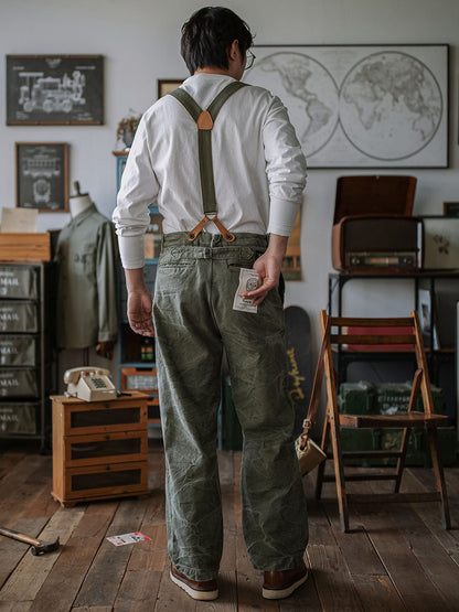 Vintage Canvas Pants with Suspenders