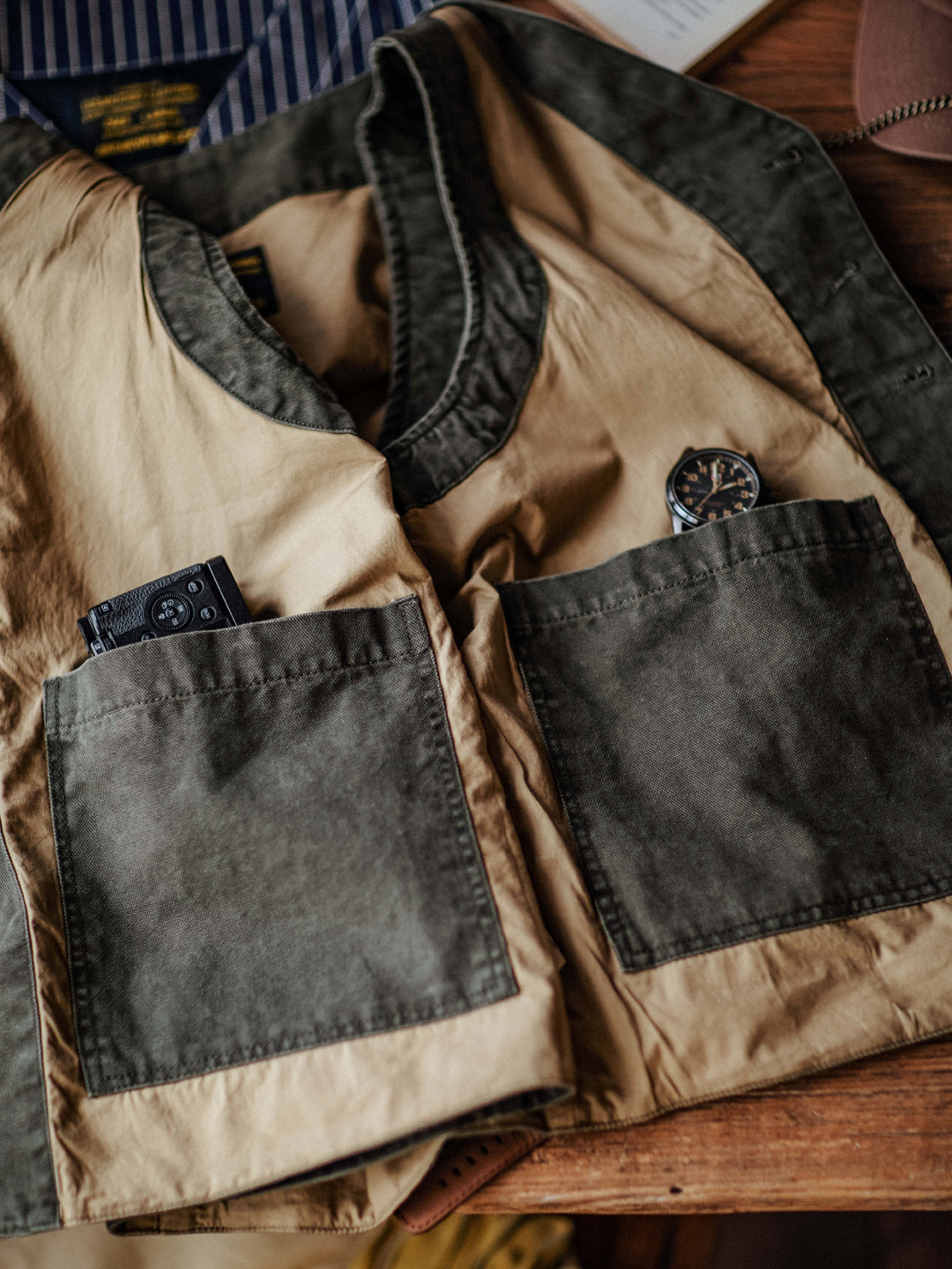 STRIPE INDIGO DENIM WORK VEST