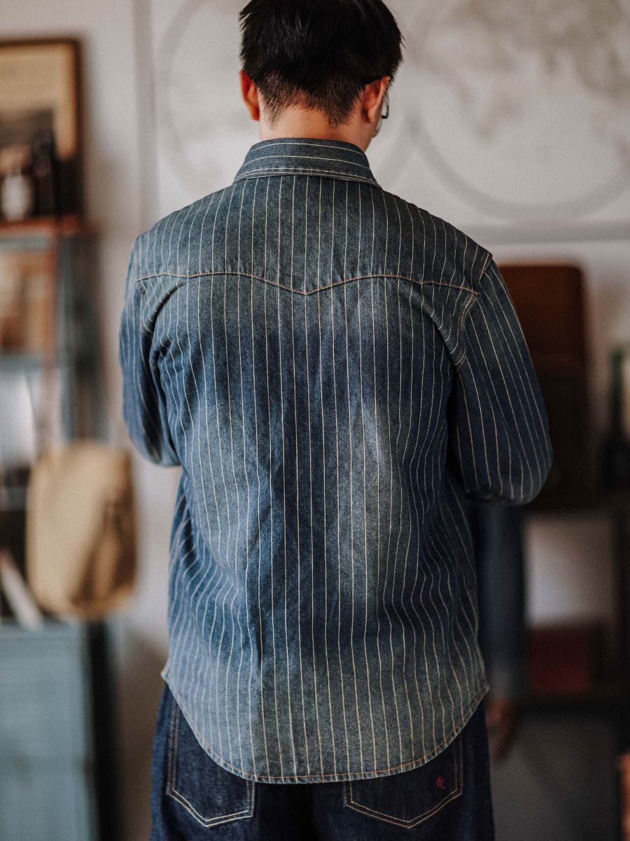 Striped Western denim shirt
