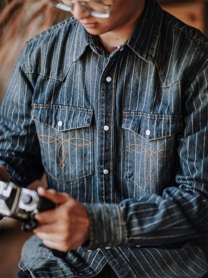 Striped Western denim shirt