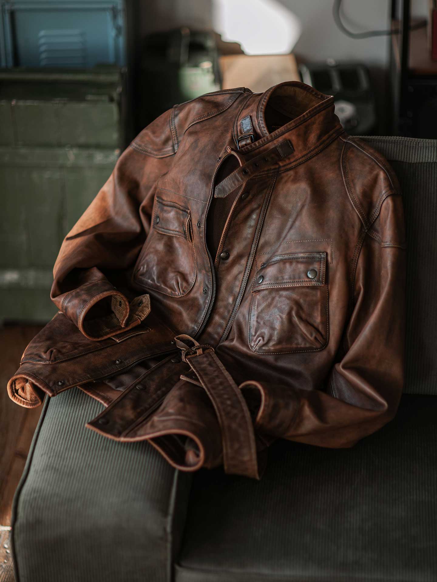 International  Multi-Pocket Leather Jacket