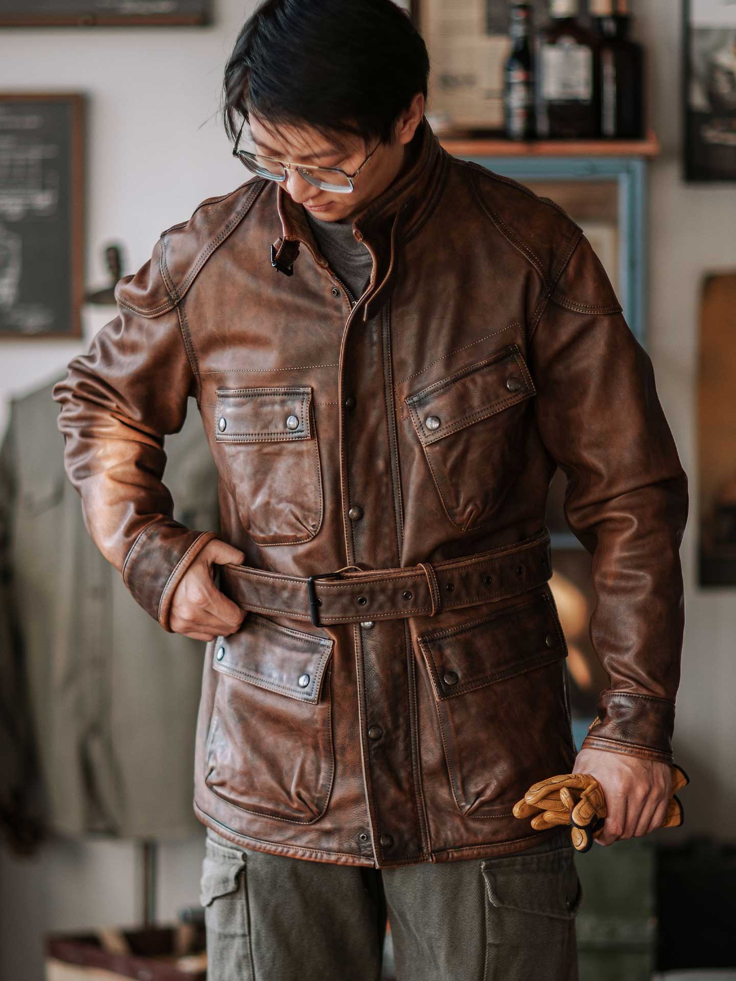 International  Multi-Pocket Leather Jacket