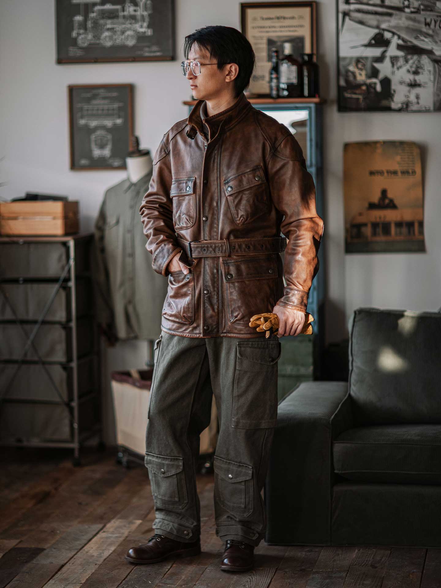 International  Multi-Pocket Leather Jacket
