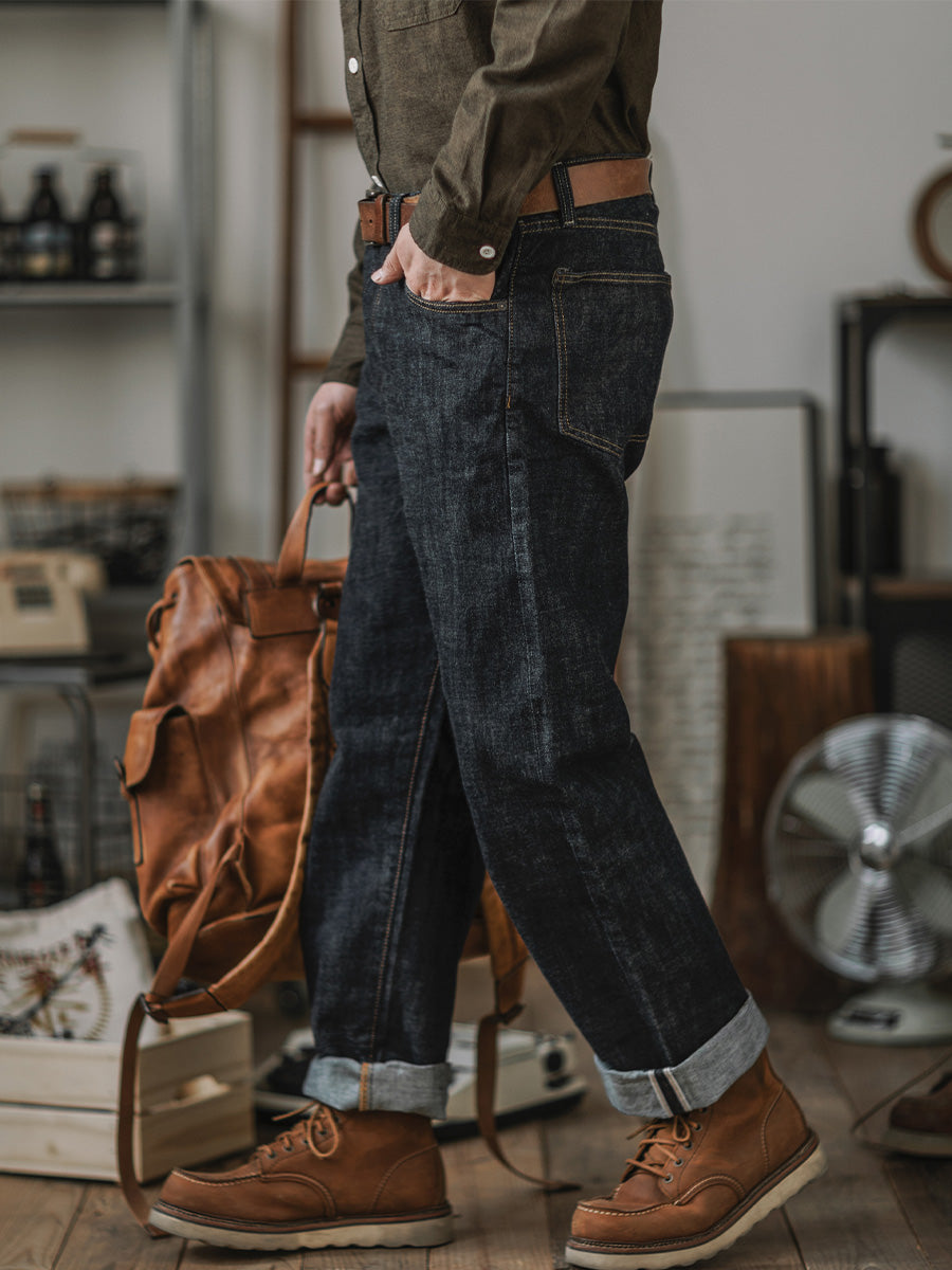 Selvedge Raw Denim Straight Jeans